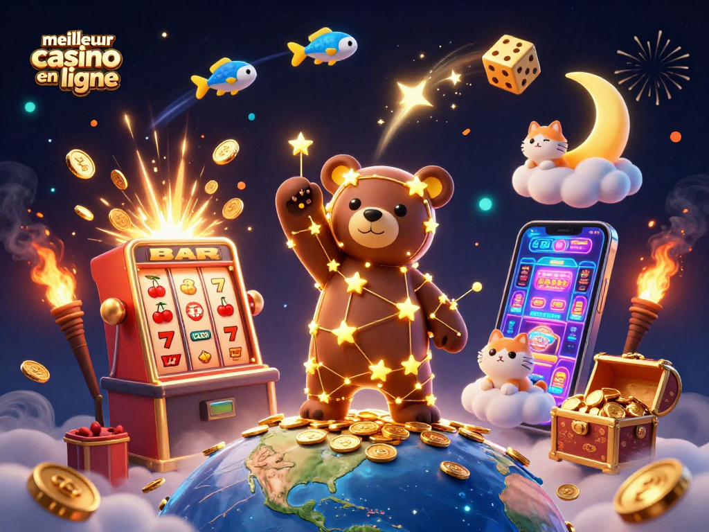 Découvrez le meilleur casino en ligne avec cette illustration captivante de jeux électroniques et jackpots.