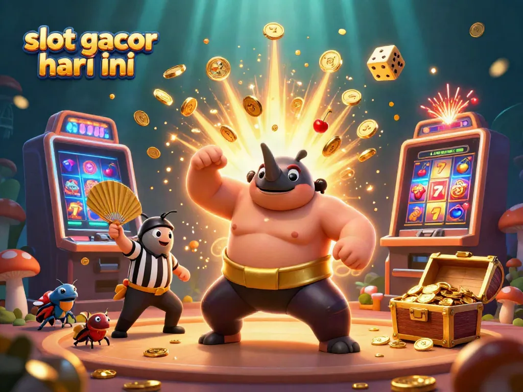 Experience the excitement of slot gacor hari ini with an exhilarating 3D casino scene bursting with energy.