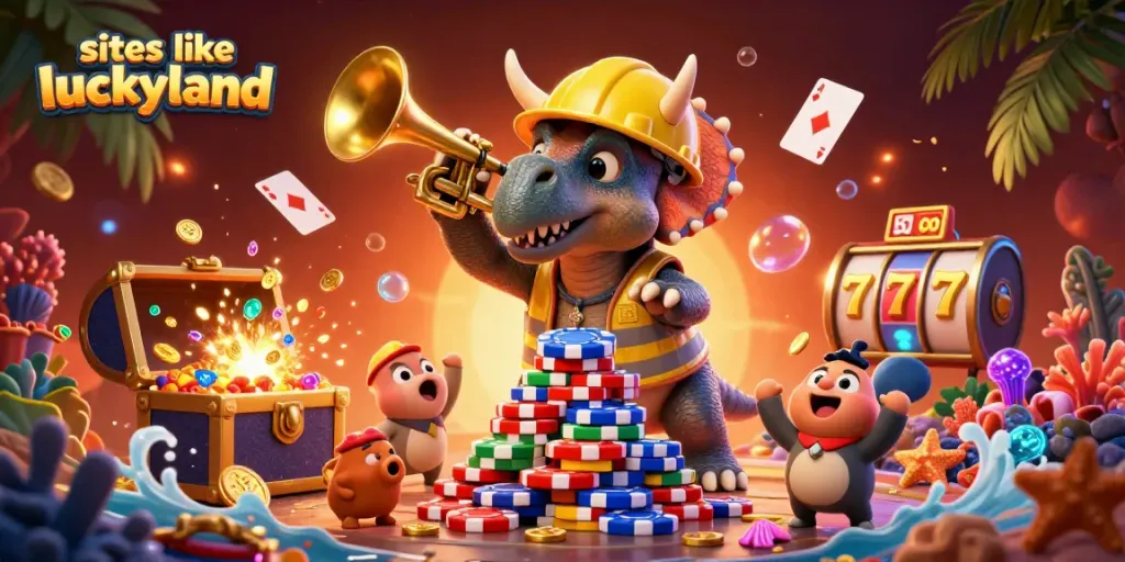 Experience thrilling fun with sites like LuckyLand, featuring vibrant creatures and casino elements.