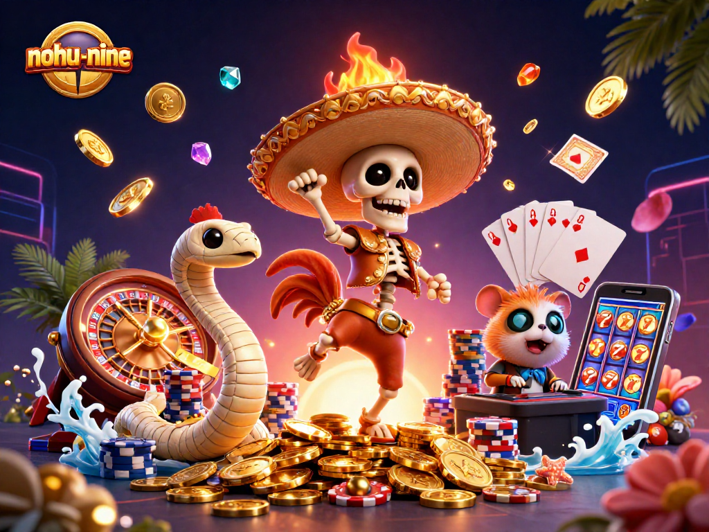 Celebrate wins in nohu-nine with vibrant 3D characters and dazzling casino elements.