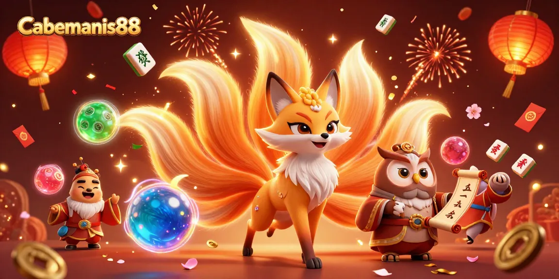 Experience thrilling gameplay with Cabemanis88, featuring glowing spirits and festive elements in a vibrant casino scene.