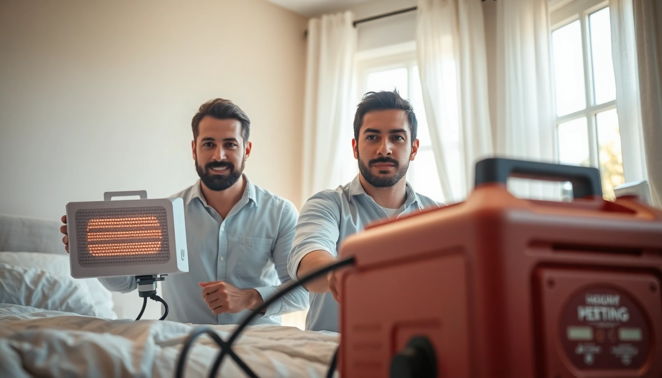Effective bed bug heat treatment in progress by professionals using advanced equipment.