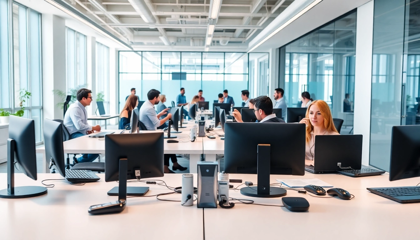 Explore a VoIP phone system for small business in a modern office setting
