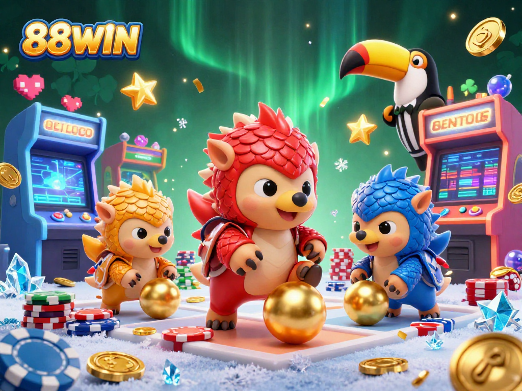 Engage with 88WIN's exciting casino gaming featuring rival pangolins and dynamic gaming elements.