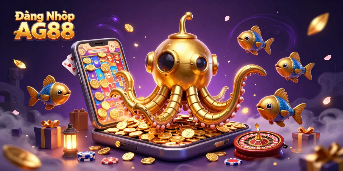 Engage with Đăng Nhập AG88 and discover thrilling slot games amidst golden coins and vibrant 3D illustrations.