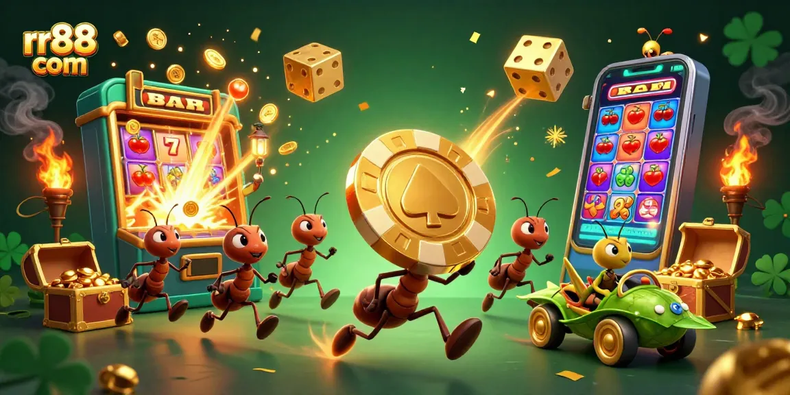 Experience thrilling wins at rr88 com with a heist of giant poker chips and lively gaming elements.