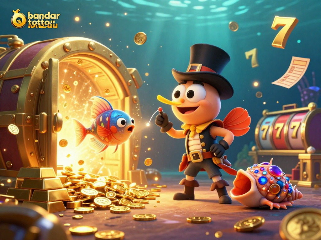 Spin the slots with bandar toto macau in this vibrant 3D underwater casino scene.