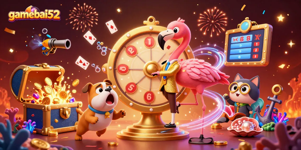 Experience thrilling wins at gamebai52 with this vibrant 3D casino illustration showcasing exciting gameplay.