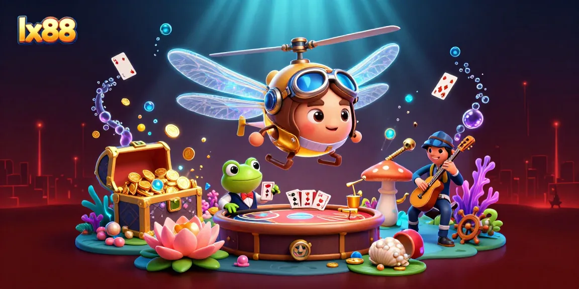Lx88 transforms gambling through an exciting underwater casino illustration with vibrant characters and rich elements.