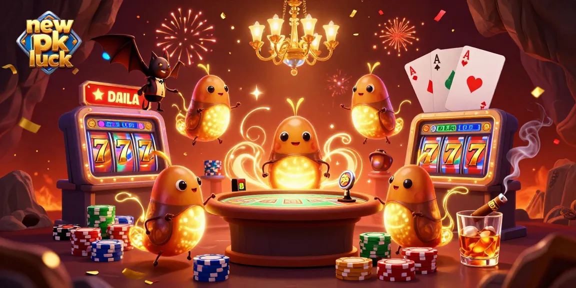 Experience the thrill with new pk luck as glowworms illuminate a vibrant casino scene.