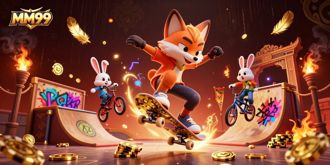 Engage in thrilling gameplay at MM99 with vibrant 3D characters and casino-themed visuals.