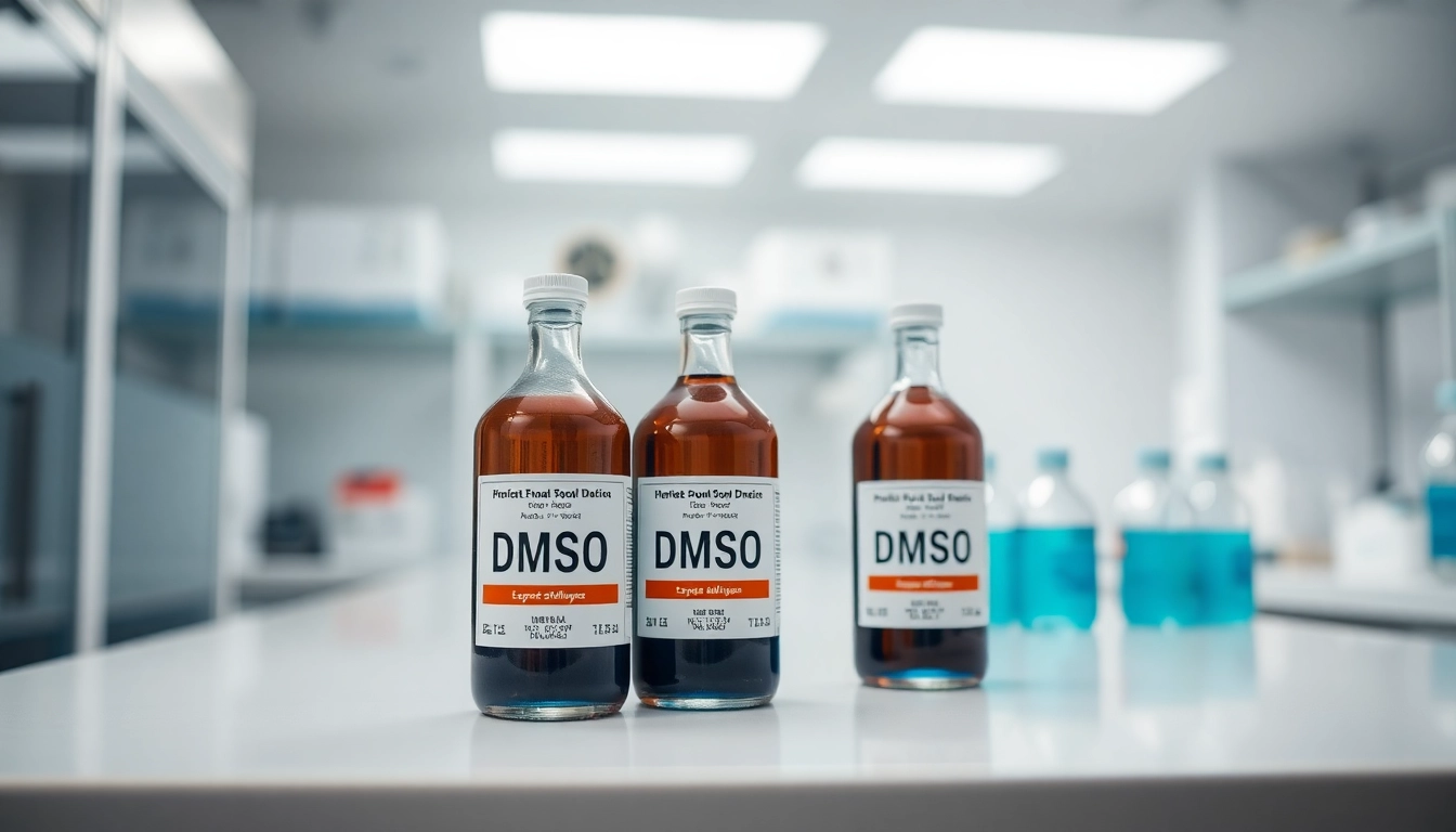 Promote dmso order with a professional DMSO product display in a laboratory.