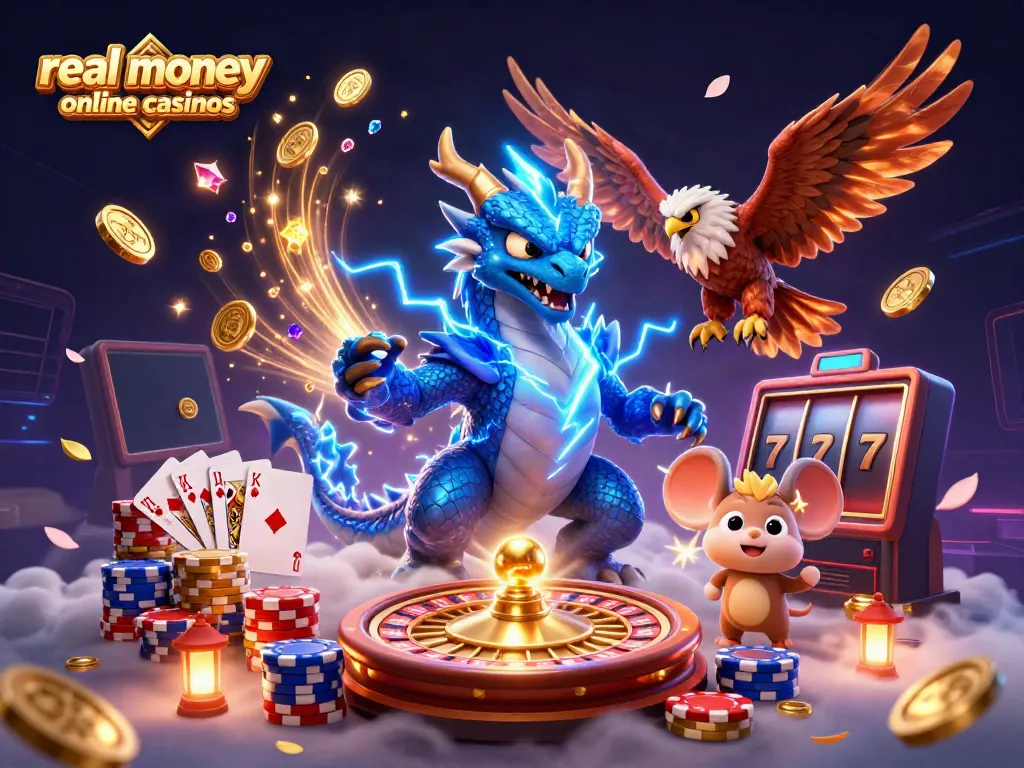 Experience thrilling moments at real money online casinos featuring vibrant characters and dynamic game elements.