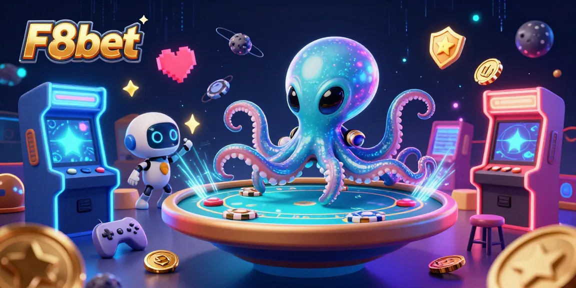 Engage in thrilling gameplay at F8bet with a cosmic alien octopus mastering poker