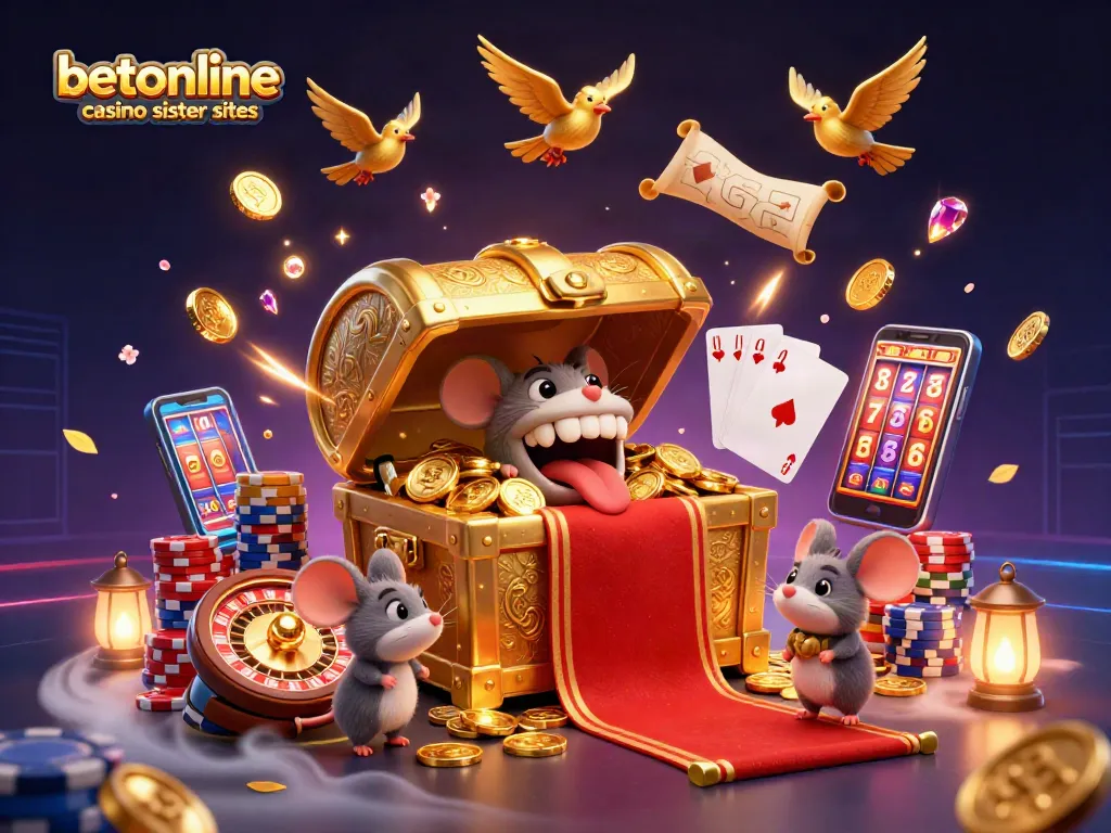 Experience the thrill of betonline casino sister sites with colorful slots and treasure in a dynamic casino scene.