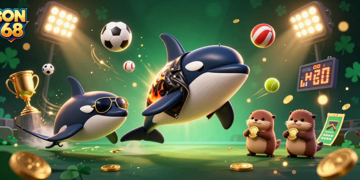 Join the excitement of ON 68 with thrilling characters celebrating sports betting wins in a vibrant scene.