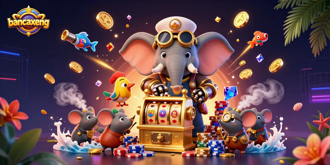 Engage in thrilling fish shooting with bancaxeng featuring a steampunk elephant and vibrant sea creatures.