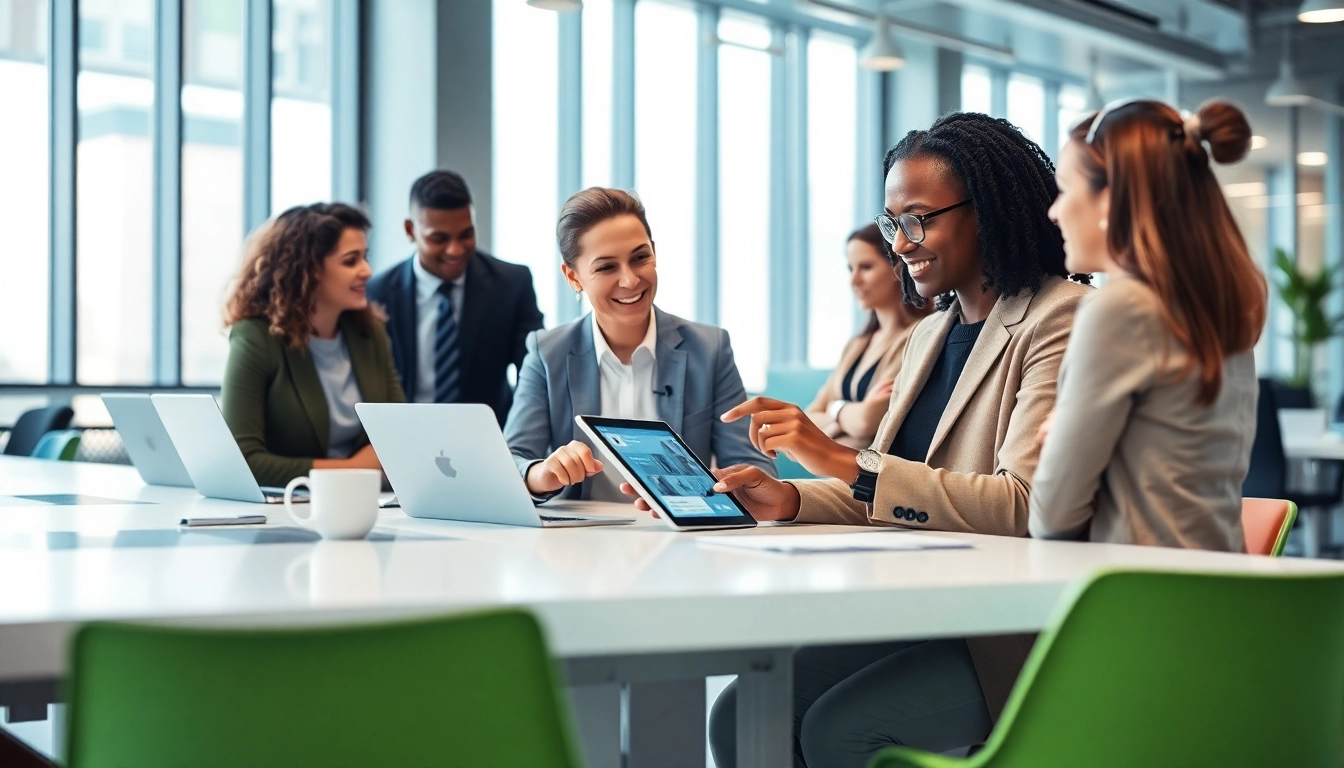 AI that replies to scheduling emails in a modern office setting fostering collaboration.