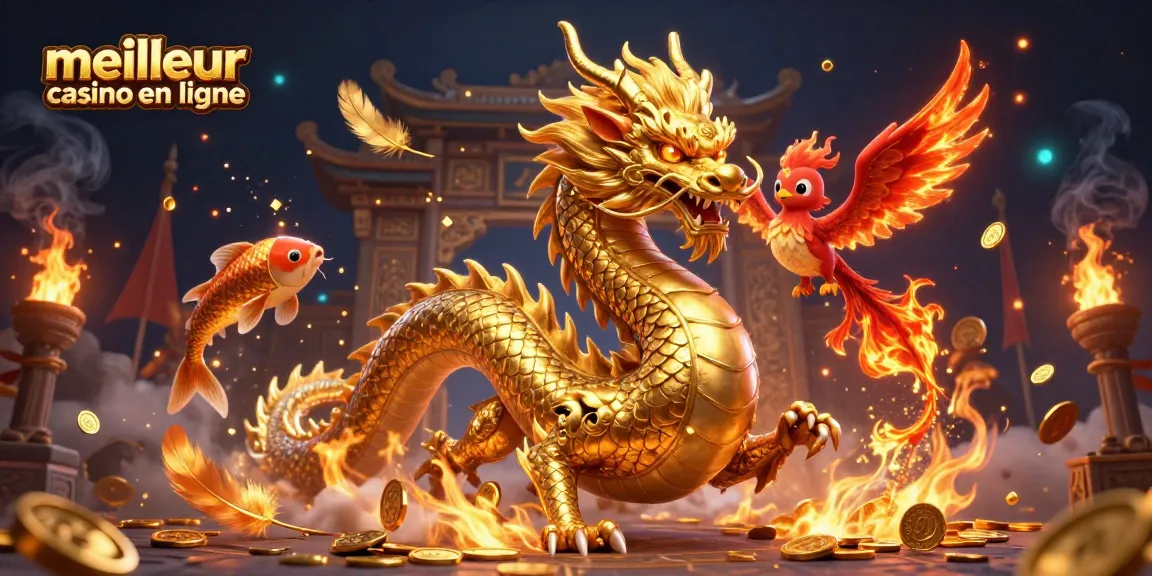 Jouez au meilleur casino en ligne avec des dragons, phoenix et pièces d'or en pleine action.