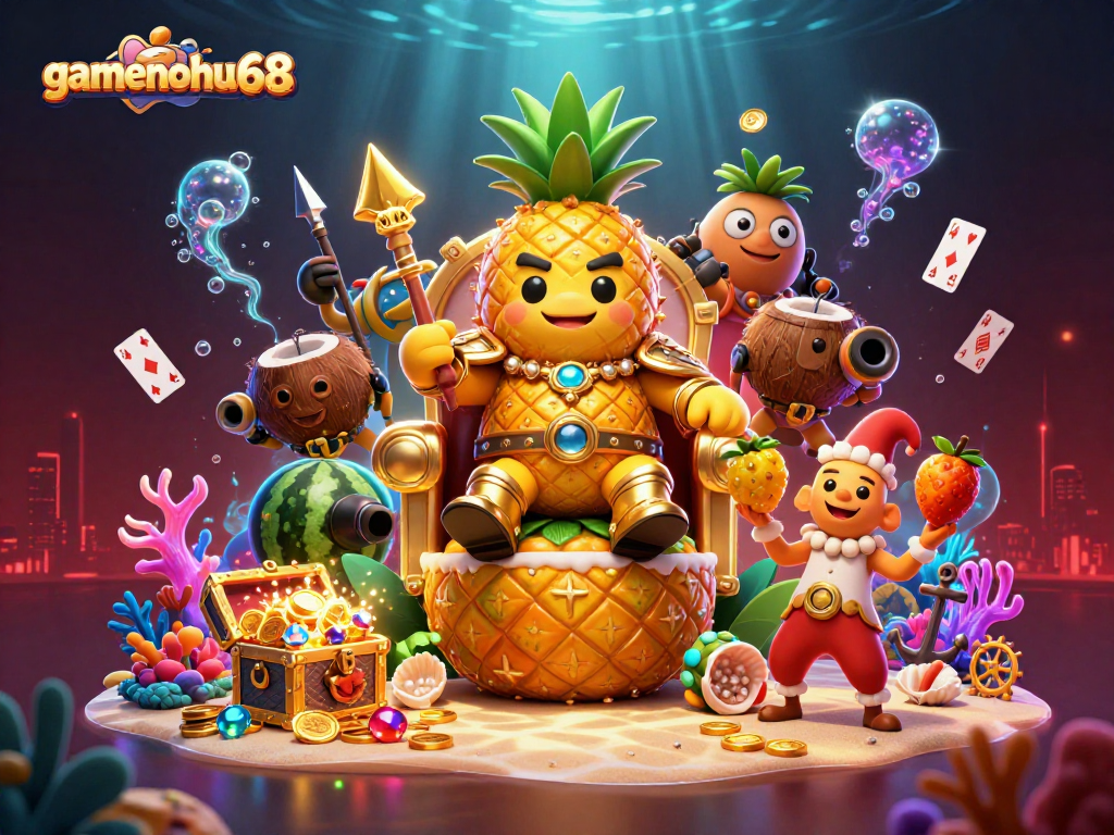 Experience the excitement of gamenohu68 with vibrant casino-themed 3D characters and elements.