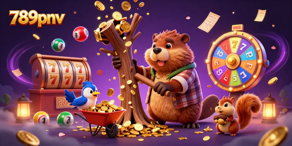 Experience thrilling gaming with 789pnv's joyful 3D casino scene filled with lucky symbols and exciting prizes.