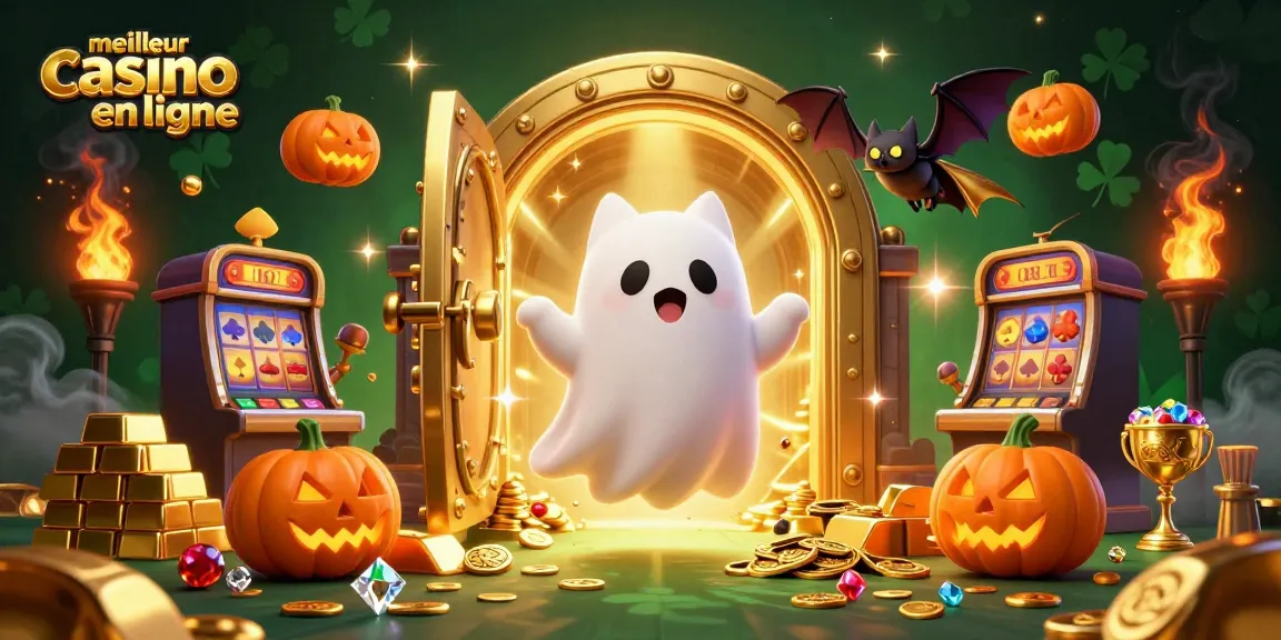 Le meilleur casino en ligne avec un chat fantôme et des éléments de jackpot illuminés.