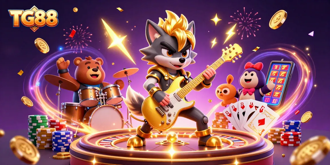 Experience thrilling gameplay at TG88 with an electrifying casino scene featuring dynamic characters and elements.