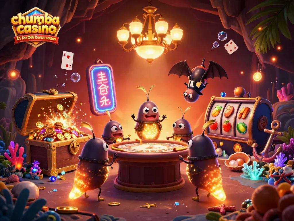 Experience the thrill of Chumba Casino $1 for $60 bonus codes with vibrant slots and glowing casino elements.