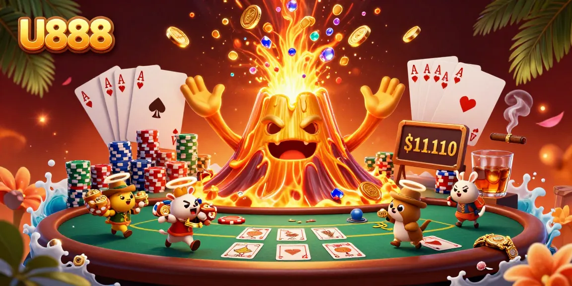 Play thrilling games at U888, where vibrant 3D illustrations bring the excitement of poker and treasure hunts to life.
