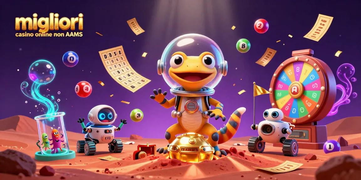 Gioca nei migliori casino online non AAMS con il gecko marziano che scopre un casinò dorato tra le sabbie rosse di Marte.
