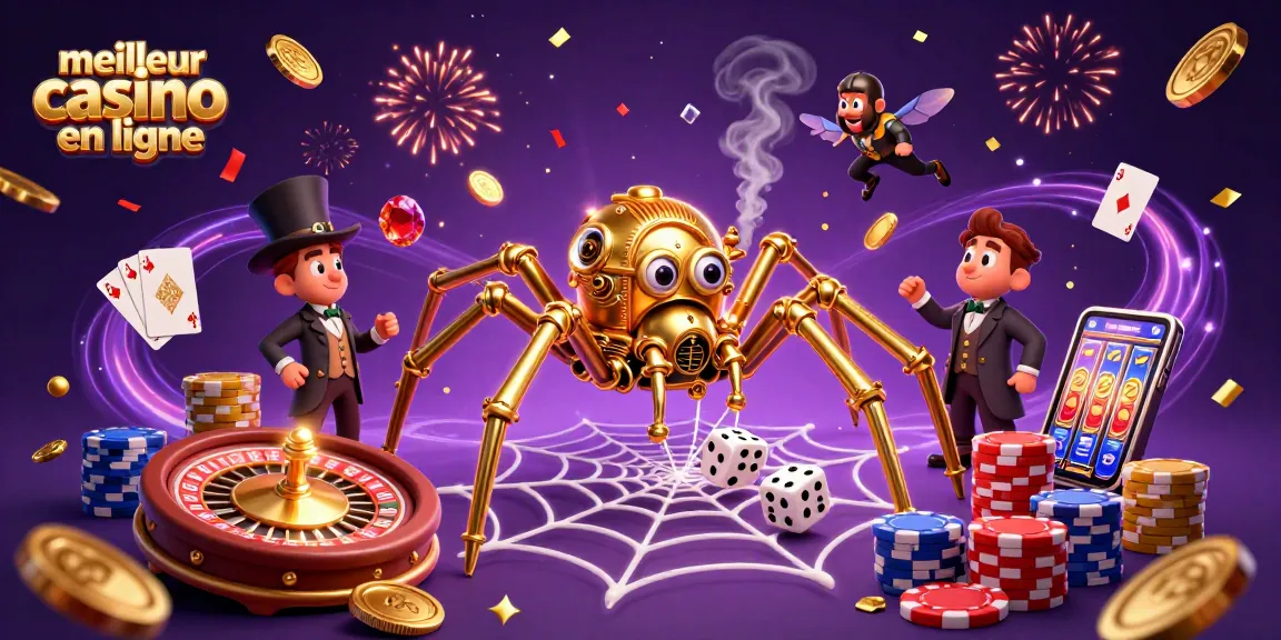 Découvrez le meilleur casino en ligne avec une illustration dynamique de jeux de casino captivants.