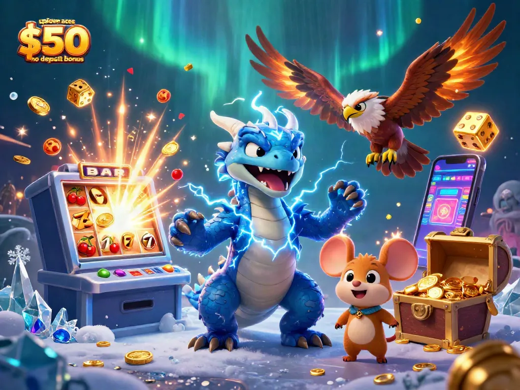 Unlock the excitement with uptown aces $50 no deposit bonus in a thrilling casino illustration.
