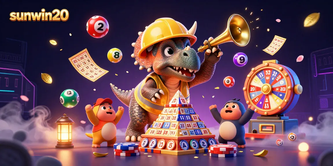 Play exciting games at sunwin20 with a triceratops and parade of vibrant casino elements!