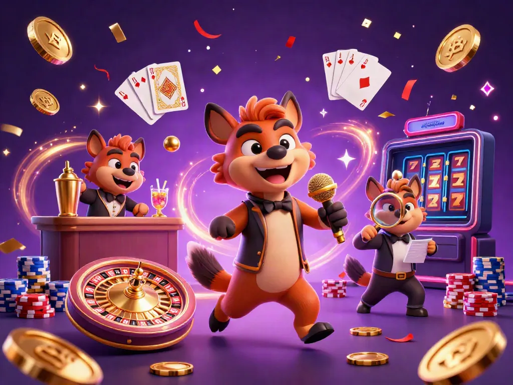Experience the fun at bandungtoto with a lively casino scene featuring hyenas in a comedy club setup.