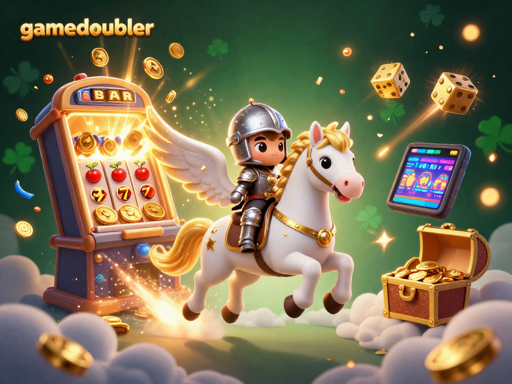 Experience thrilling jackpots at gamedoubler with exciting casino-themed 3D illustration.