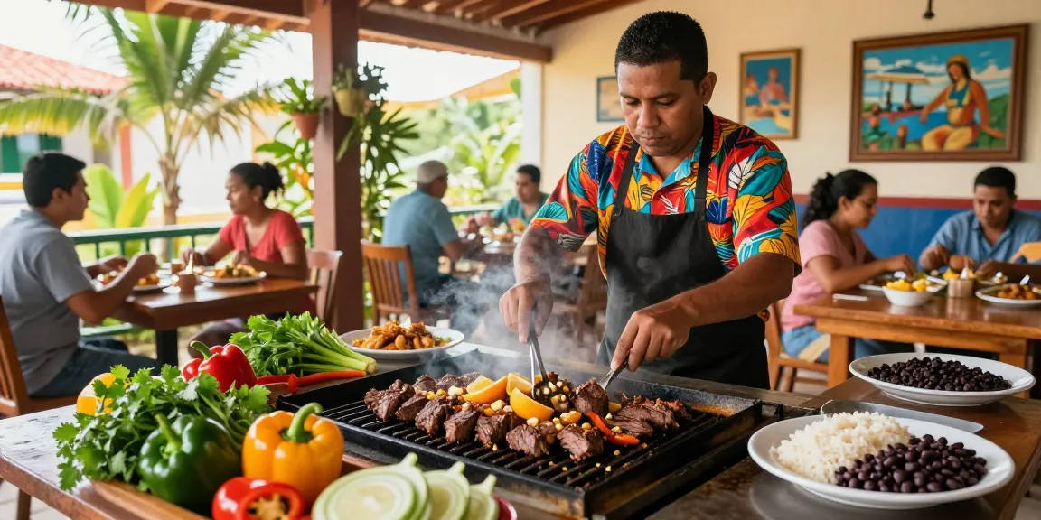 Enjoying the best vaca frita near me at a lively Cuban restaurant with fresh ingredients.