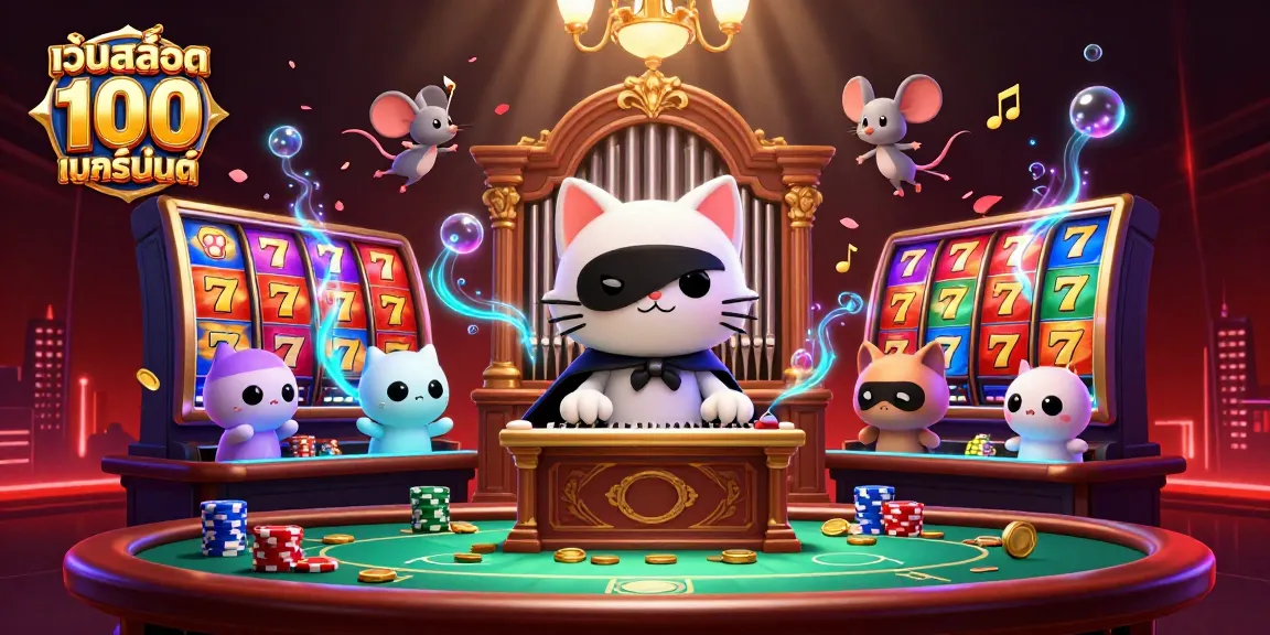 Experience exhilarating slot action with เว็บสล็อต แท้ 100 เปอร์เซ็นต์ featuring 3D characters in a dynamic casino scene.