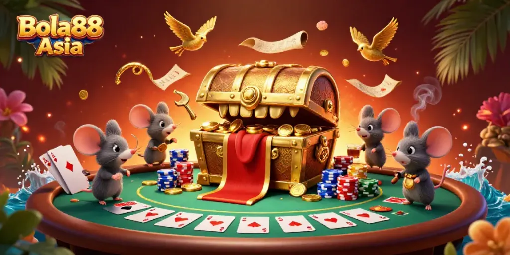 Bola88 Asia invites players to explore treasure-filled adventures within a vibrant casino environment.