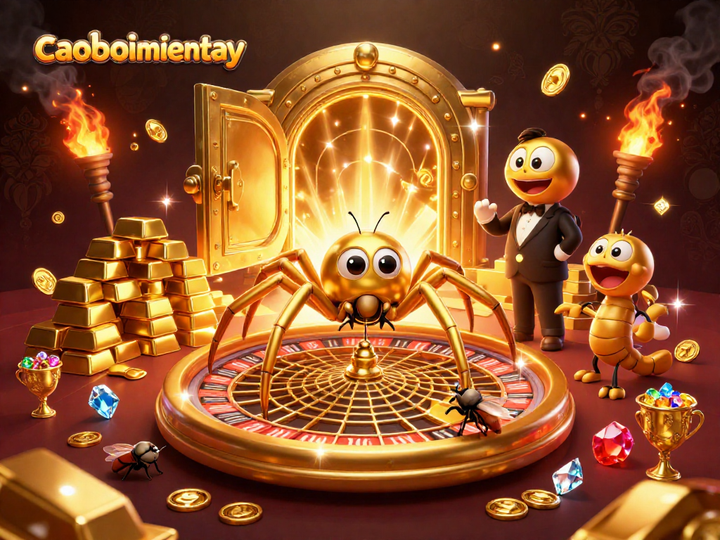 Place your bets at caoboimientay's roulette wheel with a magical twist featuring golden treasures and spirited characters.