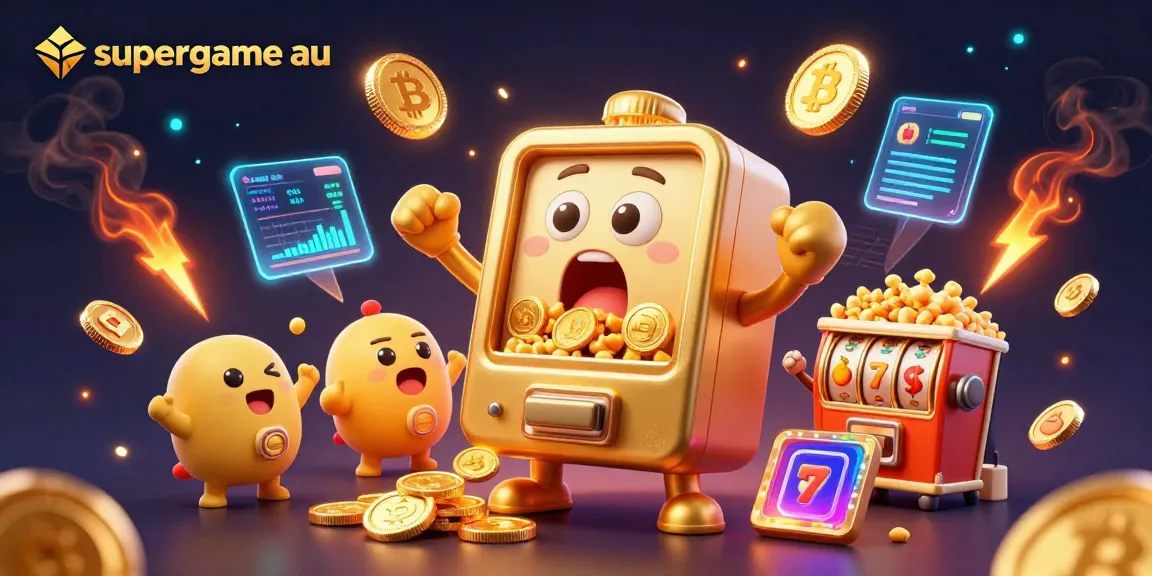 Spin the reels with supergame au, showcasing a joyful slot machine winning big.