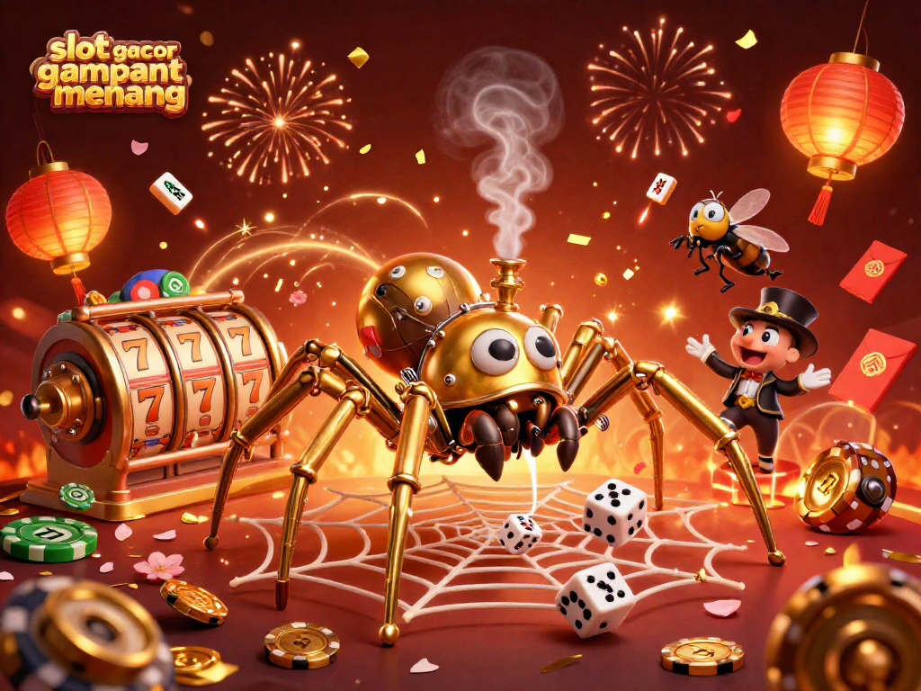 Experience the thrill of slot gacor gampang menang with a lively steampunk scene featuring lucky elements.