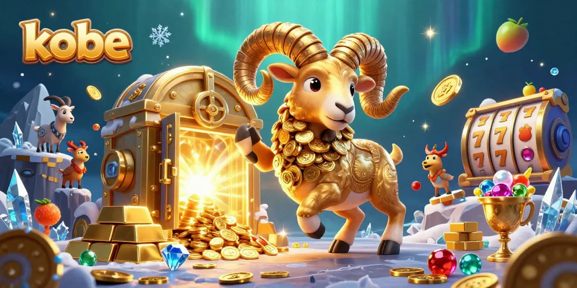 Experience thrilling slots action with kobe's golden ram charging in an enchanting casino world.