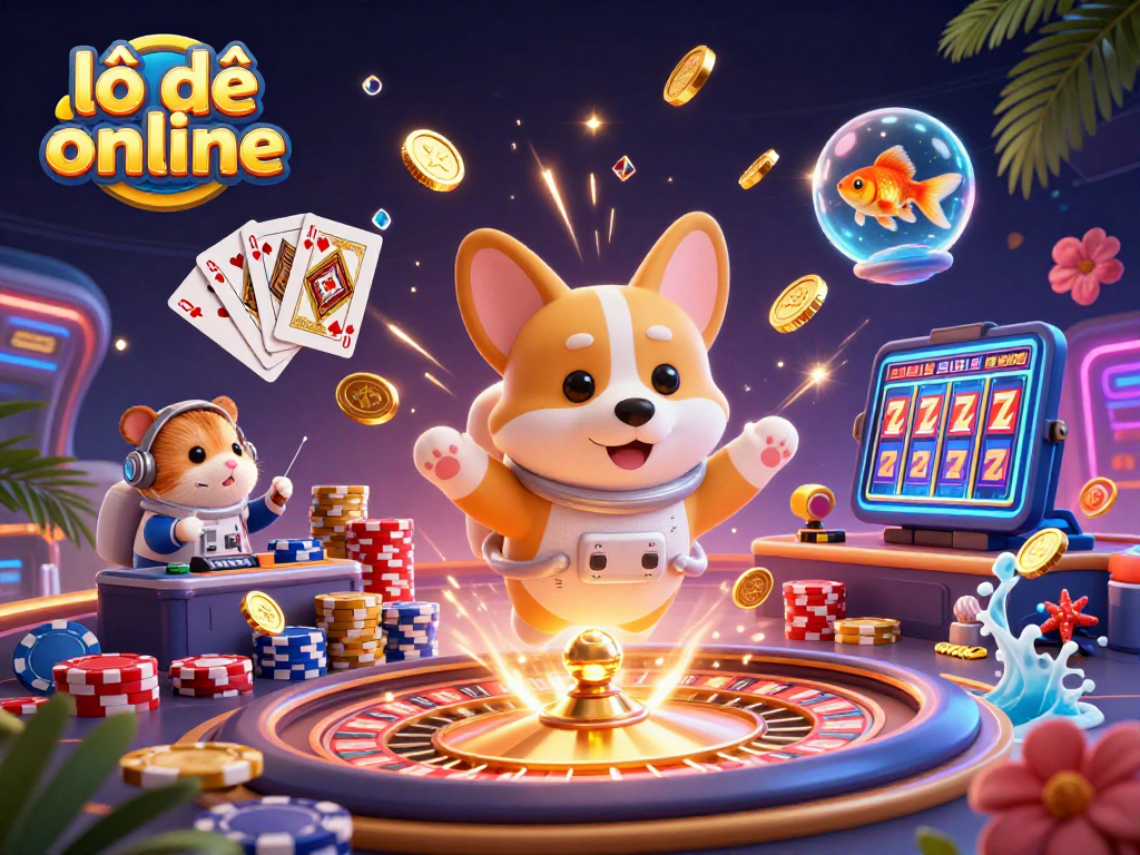 Play and win big with lô đề online in a vibrant space casino adventure with cheerful characters.