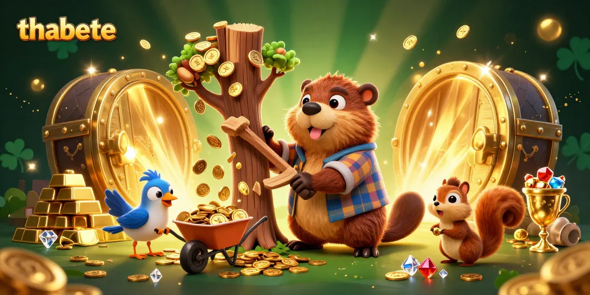 Join thabete's casino fun with a vibrant scene of characters celebrating riches, symbolizing winning opportunities.