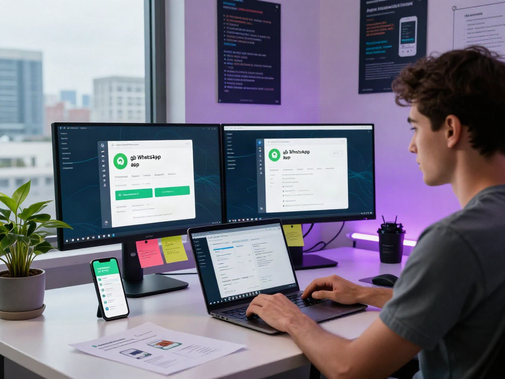 Explore gb whatsapp apk features from a modern software development workspace.
