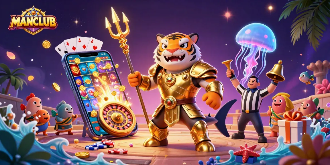 Experience dynamic gameplay at MANCLUB with an animated underwater casino showdown.