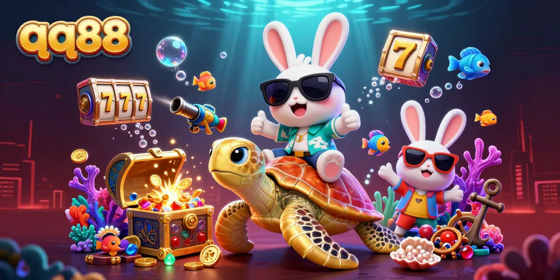 Experience excitement with qq88 as the lucky rabbit and turtle unveil treasures in an immersive underwater casino.