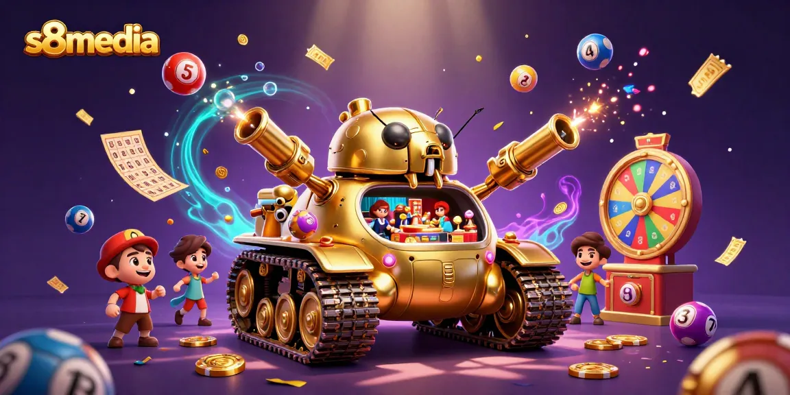 Experience the excitement of s8media's dynamic gaming scene with colorful lottery elements.