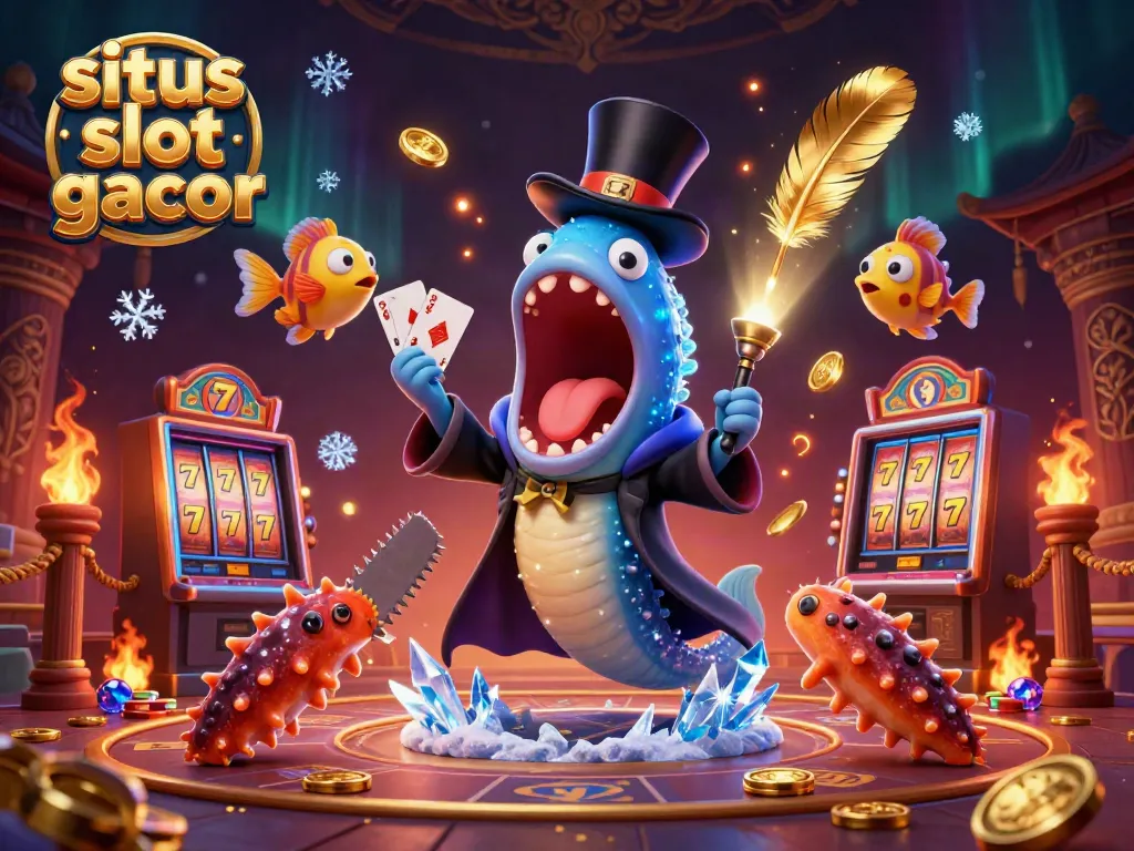 Experience the excitement with situs slot gacor in a vibrant 3D casino scene featuring enchanting deep-sea creatures.