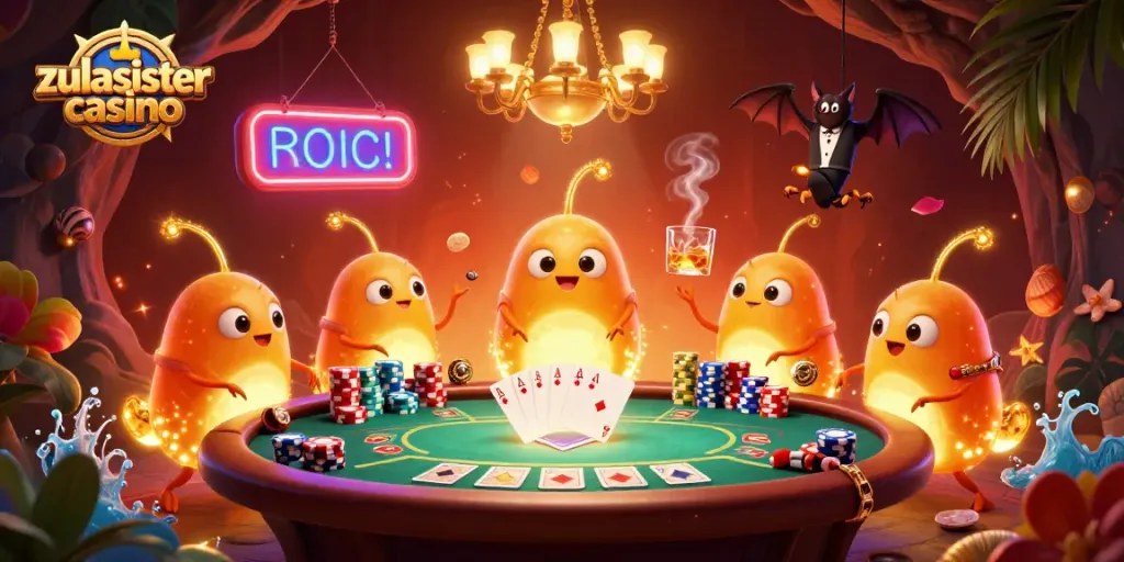 Experience thrilling gameplay and vibrant features at zulasistercasino with glowworms lighting the scene.